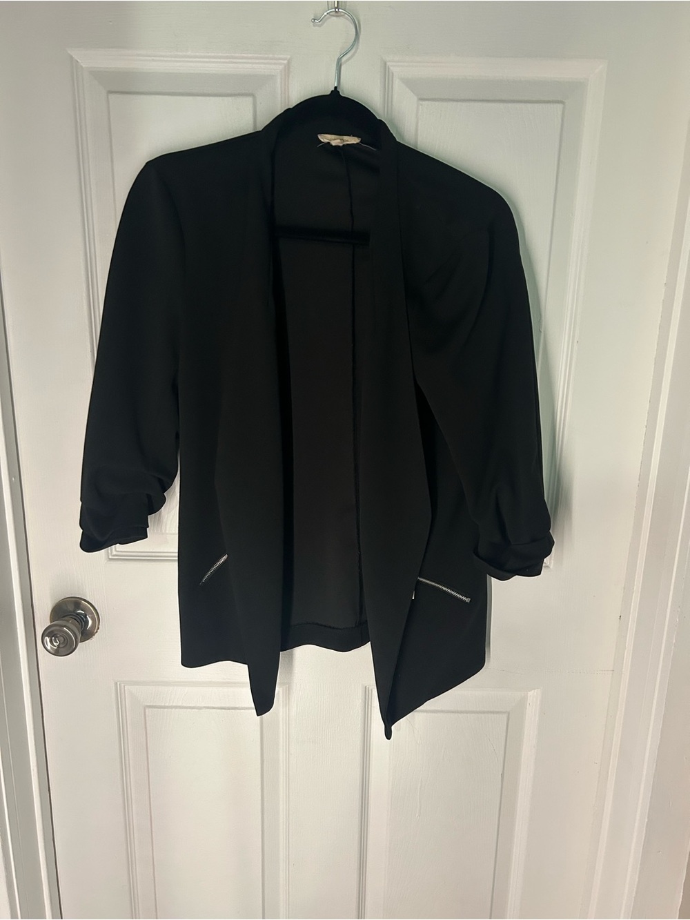 Maurices Black Open-Front Blazer with Rolled 3/4 Sleeves